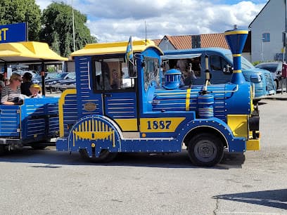 Blue and yellow train